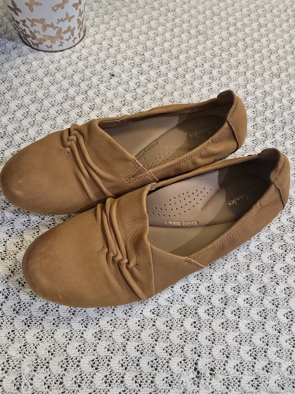 Clarks Women's Cognac Brown Slip-On Loafers